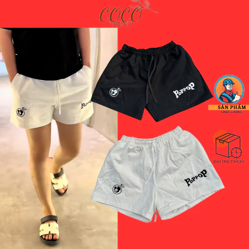 Quần Short Kaki POPPOP HIHI Thêu Logo Phối Chữ Dày Dặn Thoáng Mát , Quần Đùi POPPOP Co Giãn Mát Mẻ Kèm Túi Hai Bên 2026