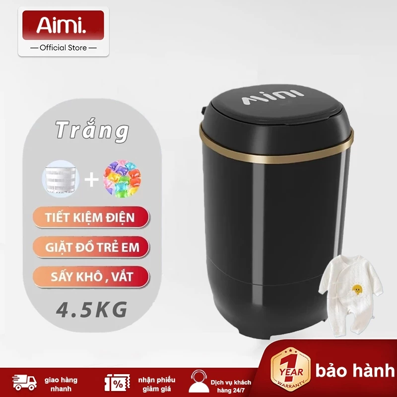 [COD ]Aimi Máy giặt mini tự động 85%, giặt, mất nước, sấy khô - tặng chất lỏng giặt