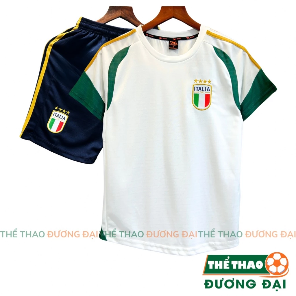 Quần Áo Bóng Đá ĐT Ý Trắng Lá Training WC26 Thun Mè S-Comf Thoáng Khí Thể Thao Đương Đại