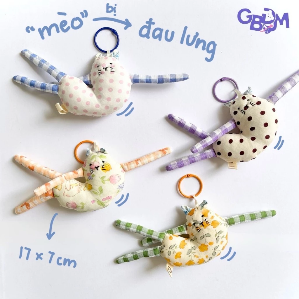 Móc Khoá Gấu Bông Đình May MÈO ĐAU LƯNG