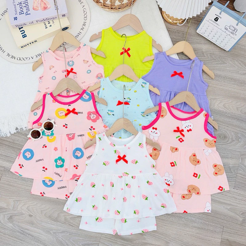 (Bé 5-14kg) Bộ cộc tay cho bé trai gái, Bộ quần áo trẻ em chất vải thun lạnh co dãn 4 chiều cực mát