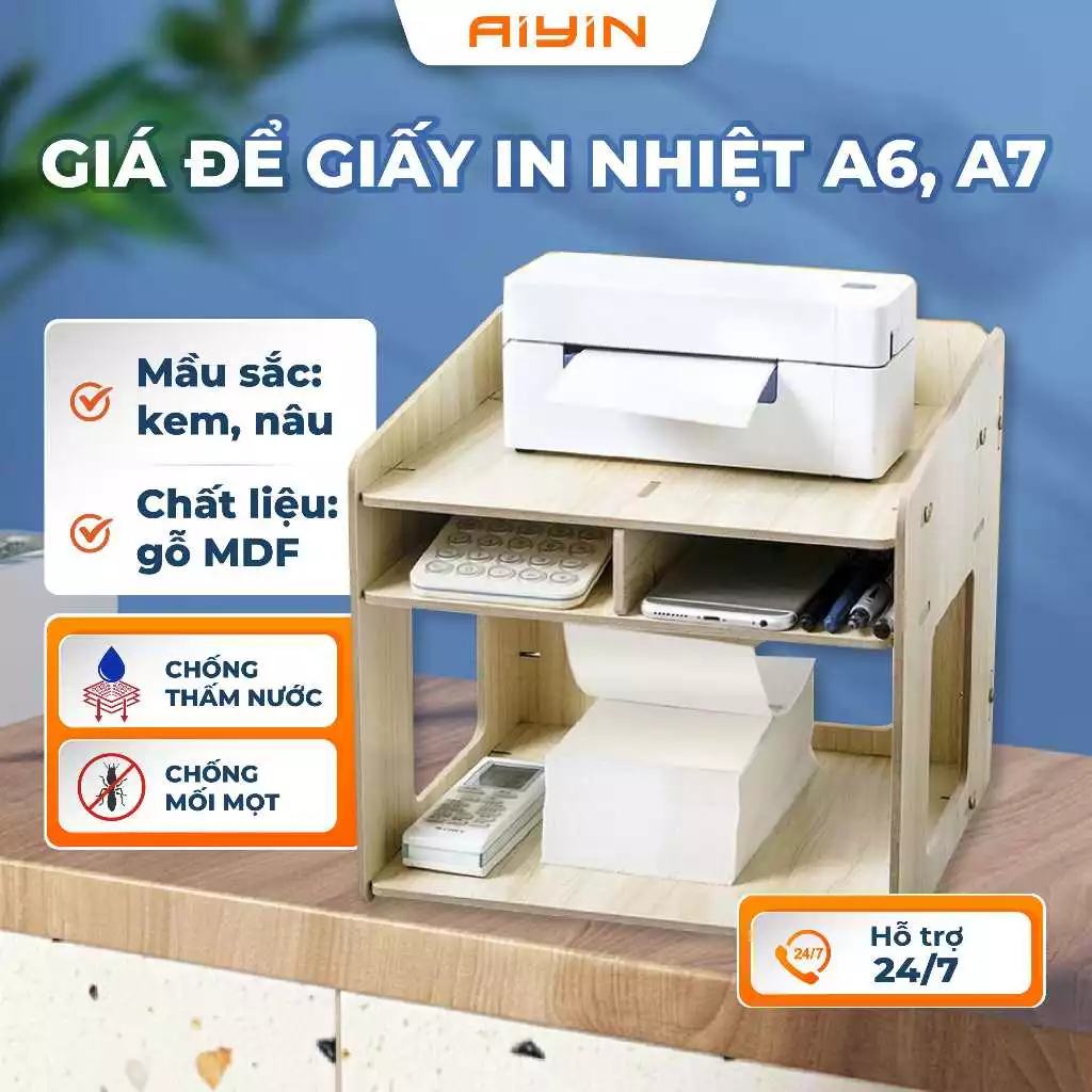 Kệ sách gỗ để máy in, giá đựng đồ văn phòng phẩm, kệ gỗ để góc tường để bàn chất liệu gỗ MDF