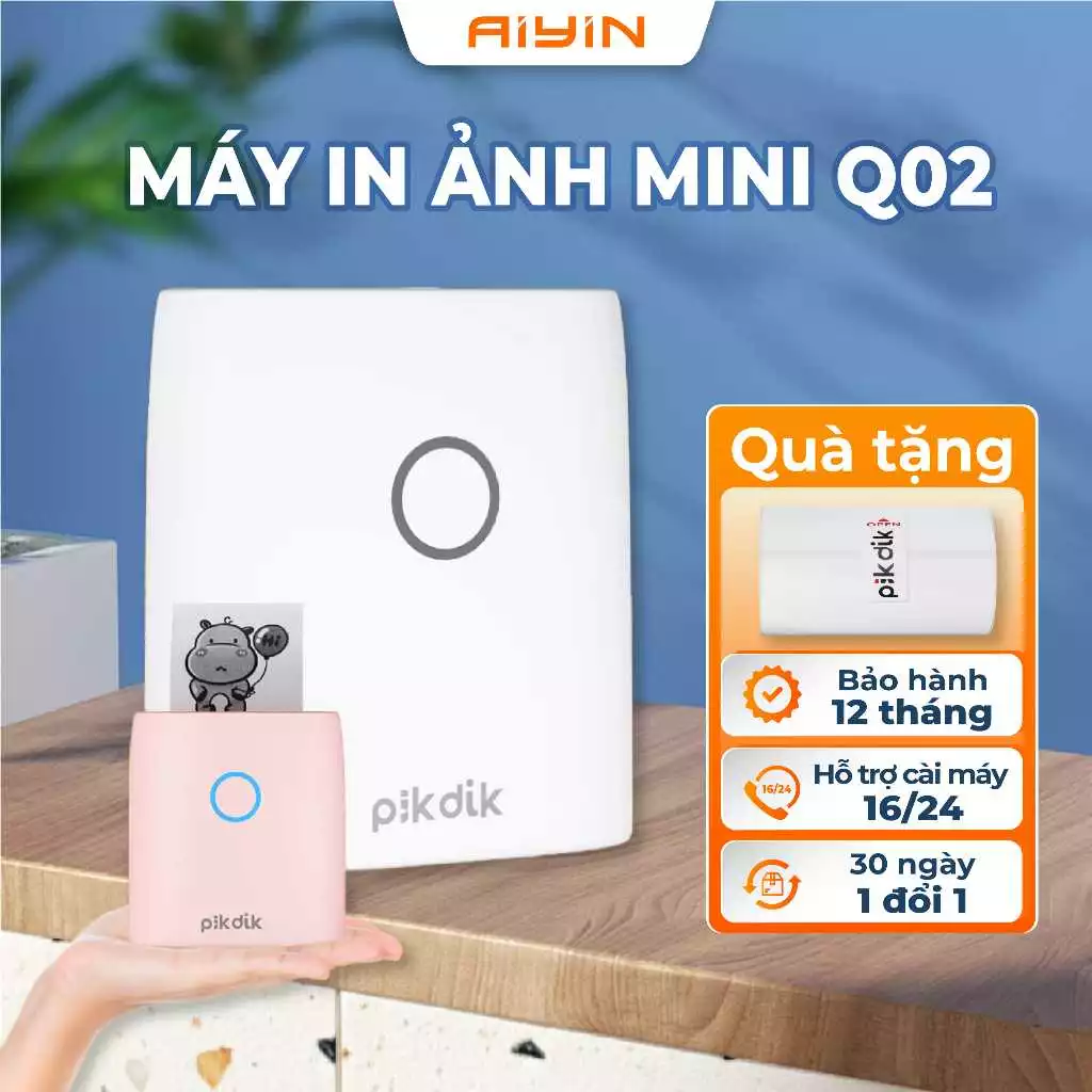 Máy in tem nhãn mini bluetooth cầm tay Aiyin Q2 in mã vạch, tem ảnh, ghi chú, bỏ túi nhỏ gọn