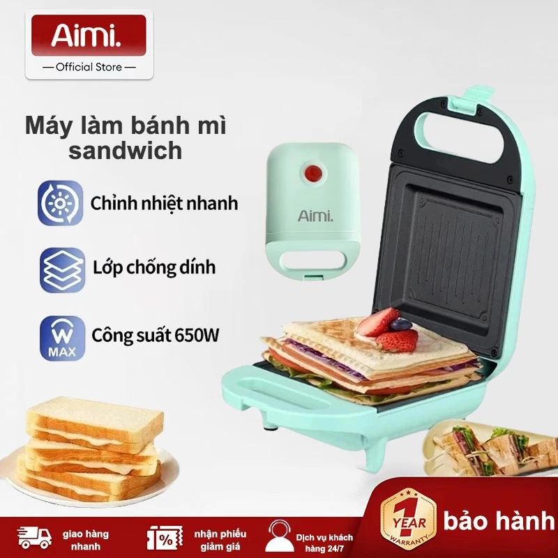 (Có Sẵn)  Máy Nướng Bánh Mì Sandwich Đa Năng Tiện Dụng, Nướng Bánh Siêu Nhanh