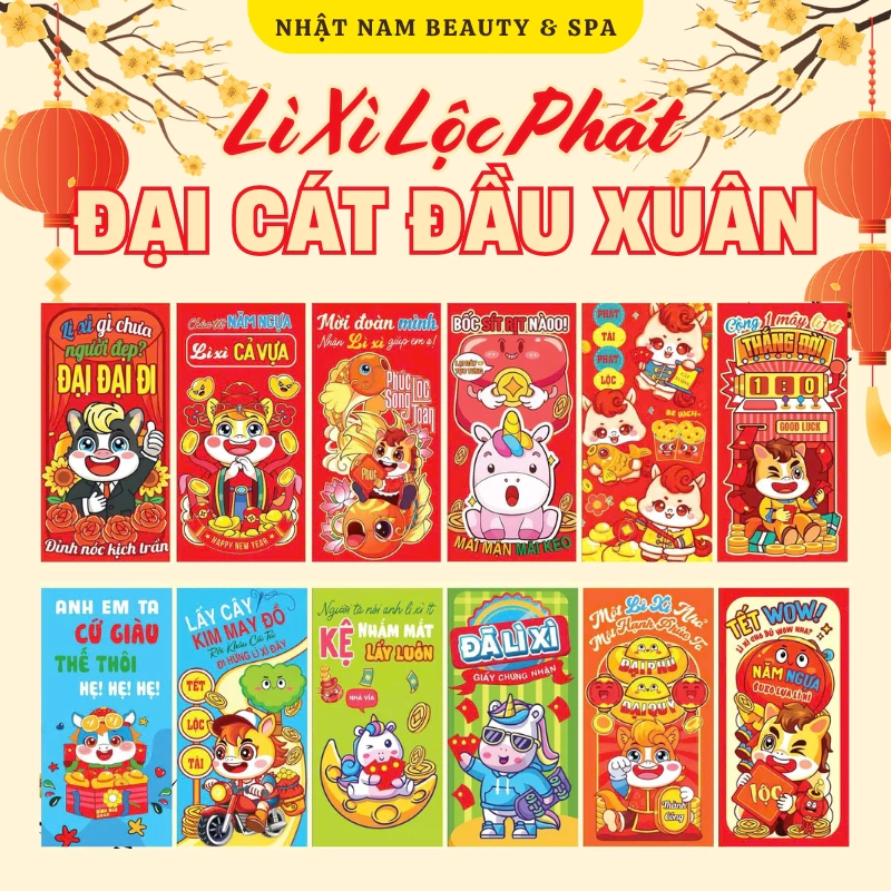 [QUÀ TẶNG] SET 20 Bao Lì Xì Tết 2026 Bính Ngọ, Mẫu Thiết Kế Dễ Thương, Chất Liệu Dày Dặn