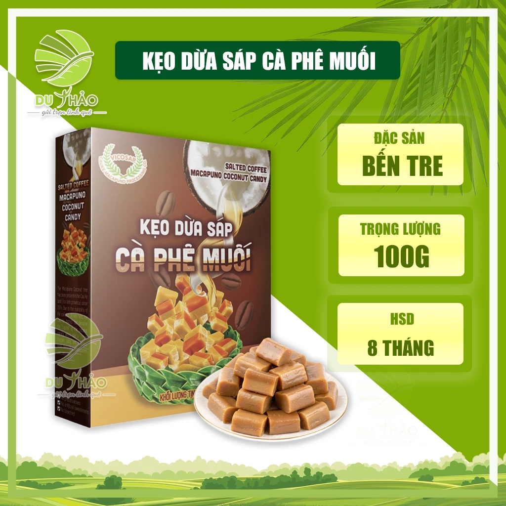 Kẹo dừa SÁP CÀ PHÊ MUỐI, đặc sản kẹo dừa bến tre VICOSAP