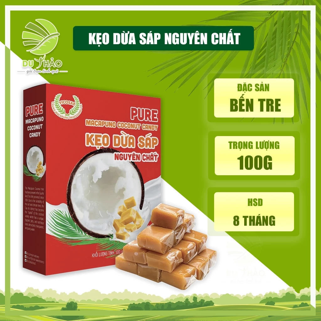 Kẹo dừa SÁP NGUYÊN CHẤT kẹo dừa Bến Tre VICOSAP truyền thống không sầu riêng mềm, dẻo