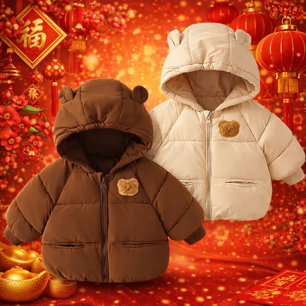 Áo phao trẻ em siêu ấm mặc Tết cho bé trai bé gái, áo khoác phao bé 8–18kg