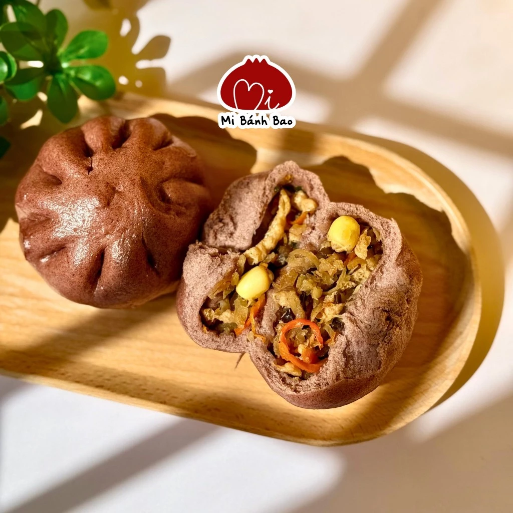 Bánh Bao Chay Nấm Gạo Lứt Hạt Sen – Vỏ Gạo Lứt Mềm Mịn Nhân Rau Củ Thịt Chay – Mi Bánh Bao – Healthy