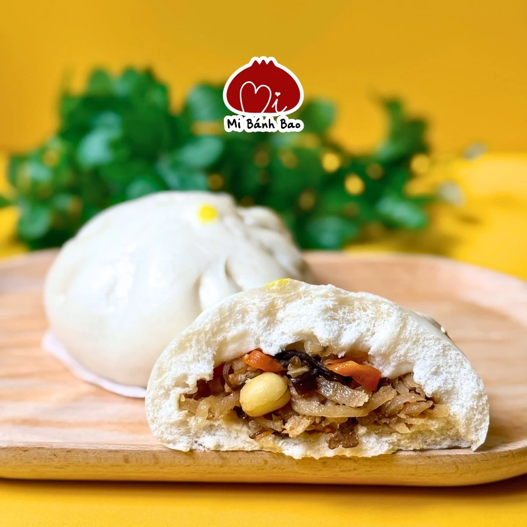 Bánh Bao Chay Nấm Rau Củ – Vỏ Mềm Mịn, Nhân Nấm & Rau Củ Tươi Ngon – Mi Bánh Bao – Eat Clean