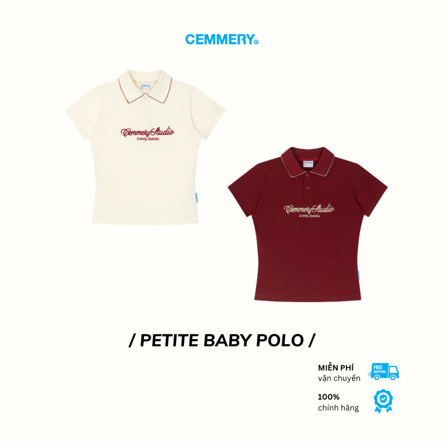 Áo Baby Polo CEMMERY Local Brand Chính Hãng Petite Polo Tee Vải Cotton 2 Chiều Cổ Thêu Viền 2 Màu