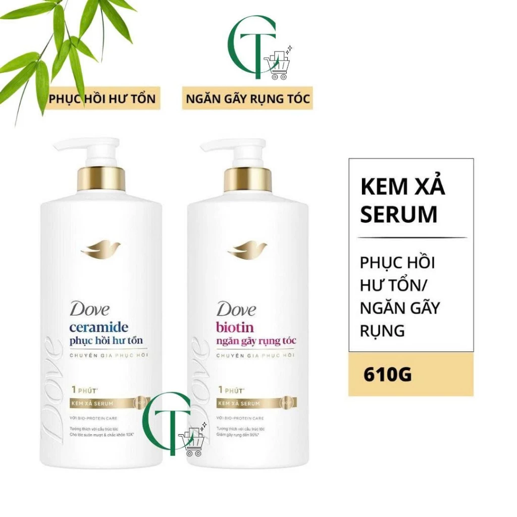 Dầu xả Serum Dove Ceramide Phục hồi hư tổn / Biotin Ngăn gãy rụng tóc / Hoa sen 610g