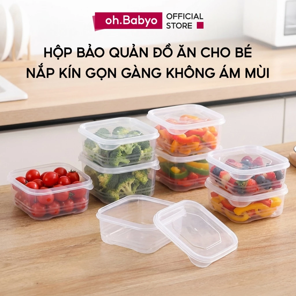COMBO Hộp Bảo Quản Đồ Ăn Dặm Cho Bé Ohbabyo Hộp Trữ Đông Thực Phẩm Có Nắp Đậy Ngăn Ám Mùi Tiện Lợi
