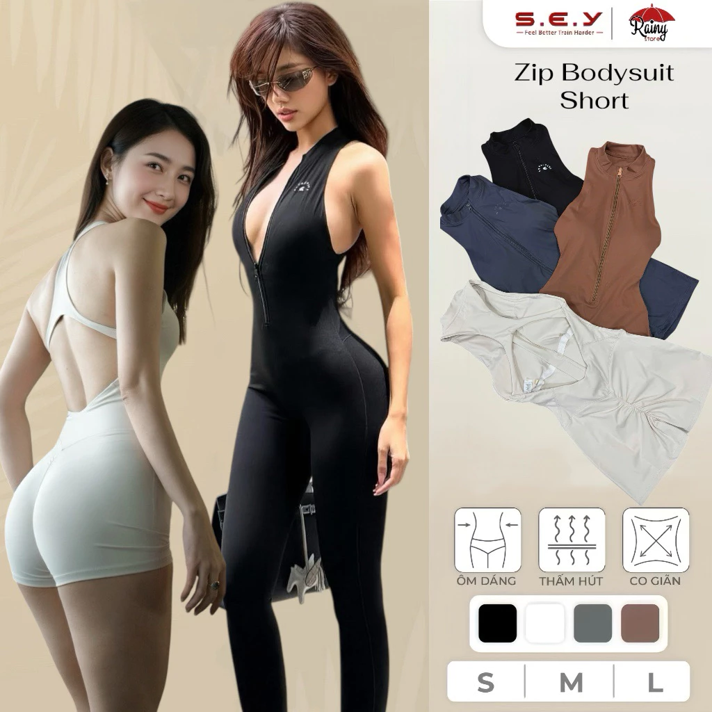 [ CHÍNH HÃNG SML ] Sey Bodysuit Short- Bộ Đồ Jumpsuit Có Mút Đệm, Quần Chun Mông- Tập Gym, Pickleball - Rainy Store