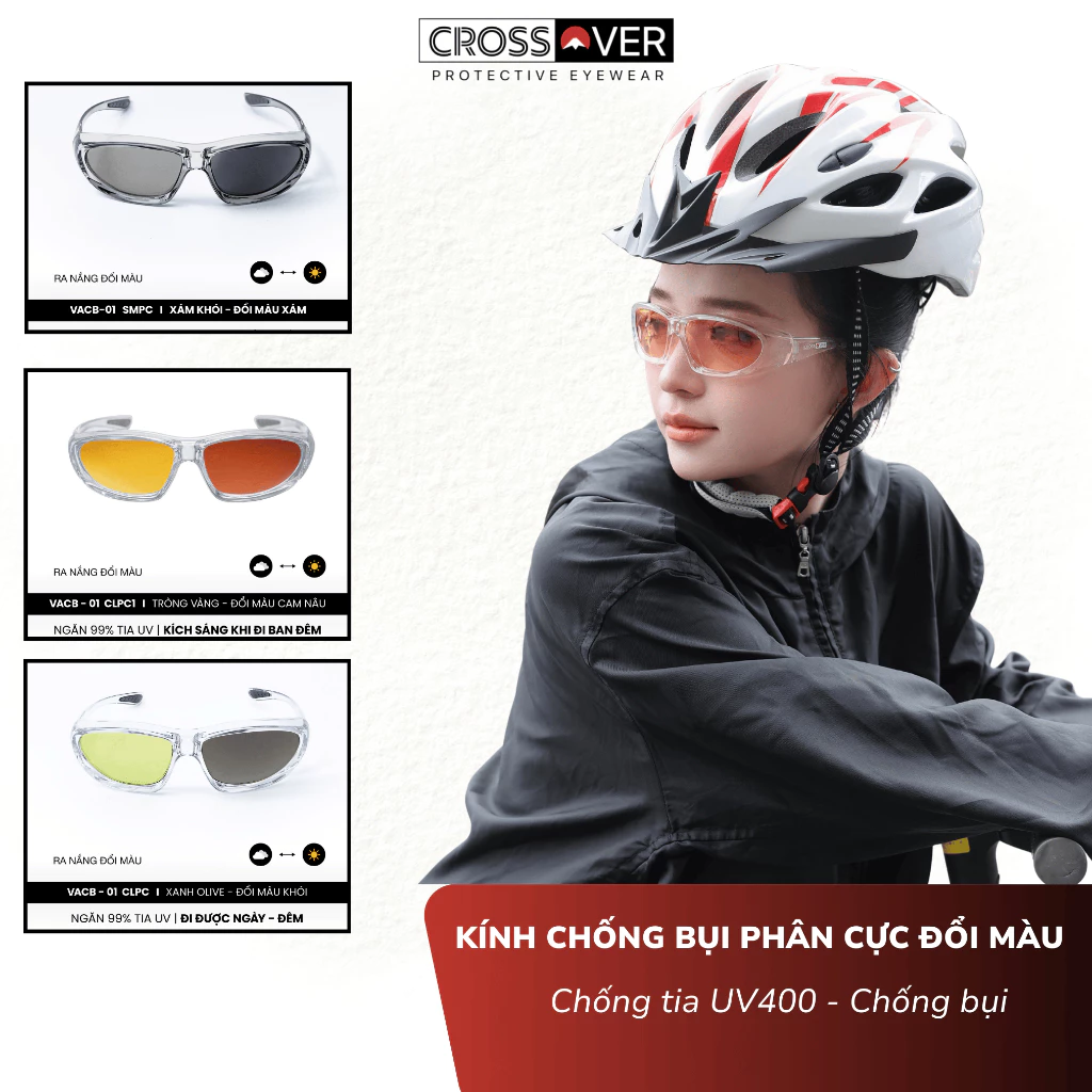 Kính Chống Chói Đổi Màu CROSSOVER Chống Bụi Có Thể Đi Cả Ngày Lẫn Đêm Phân Cực Ngăn UV400