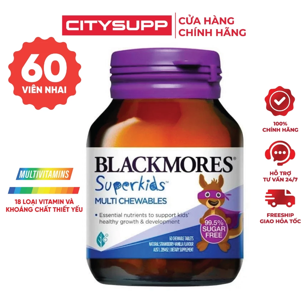 Kẹo Vitamin Tổng Hợp Cho Bé Blackmores Superkids Multi (60 Viên) 18 Loại Vitamin Khoáng Chất | CitySupp