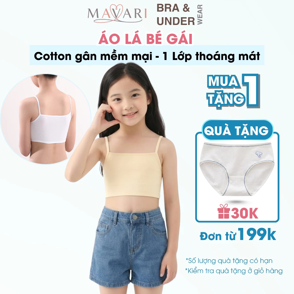 Áo lót nữ học sinh liền mảnh màu trơn tinh tế - Áo Lá cotton đơn giản chống lộ AMYBRA A032