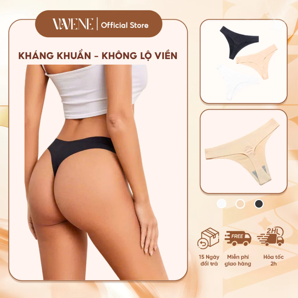 Quần lót nữ, Quần lót Vanvene Ql009 su trơn lọt khe quyến rũ không đường may