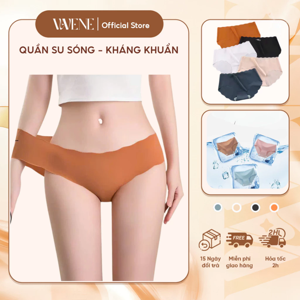 Quần lót su tàng hình VANVENE QL1034 , quấn lót su trơn chất thun lạnh viền sóng thoáng mát siêu mịn, không lộ viền