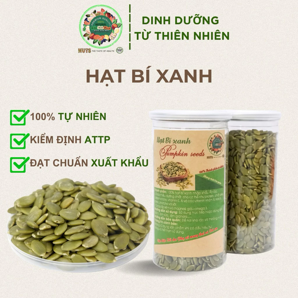 Hạt bí xanh Trần Anh Food - Hạt bí xanh sấy chín tách vỏ nguyên vị hộp 500g thơm giòn nhập khẩu