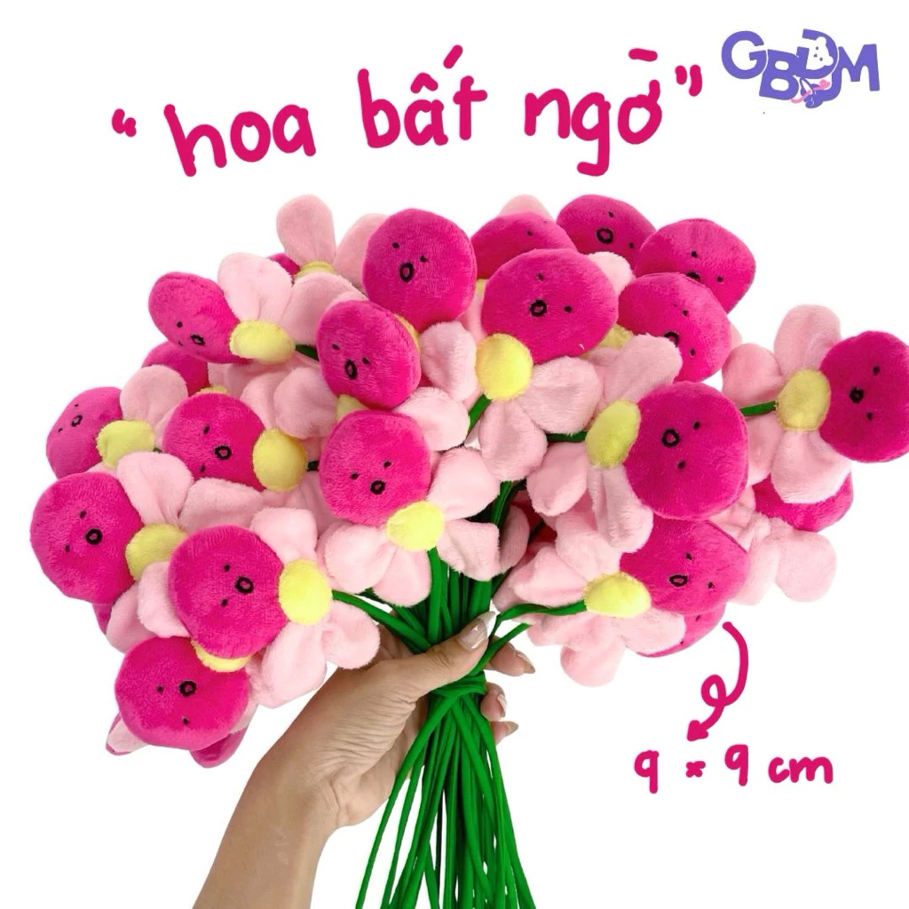 1 Cành Hoa  Gấu Bông Đình May HOA BẤT NGỜ HỒNG