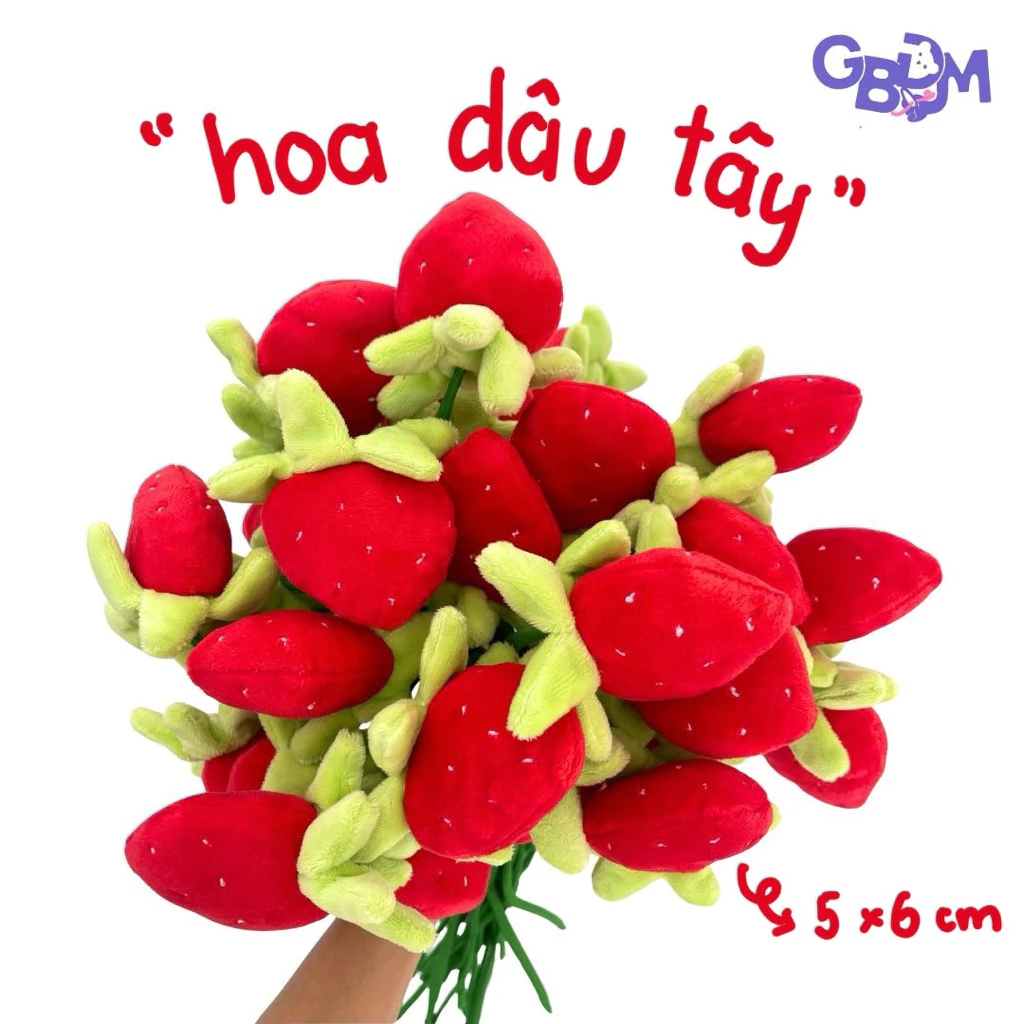 1 Cành HOA DÂU TÂY Gấu Bông Đình May