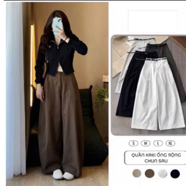 Quần Thụng Chất Kaki Mềm QCCC Cạp Khoá Chun Sau dành cho Nấm Lùn - Nữ