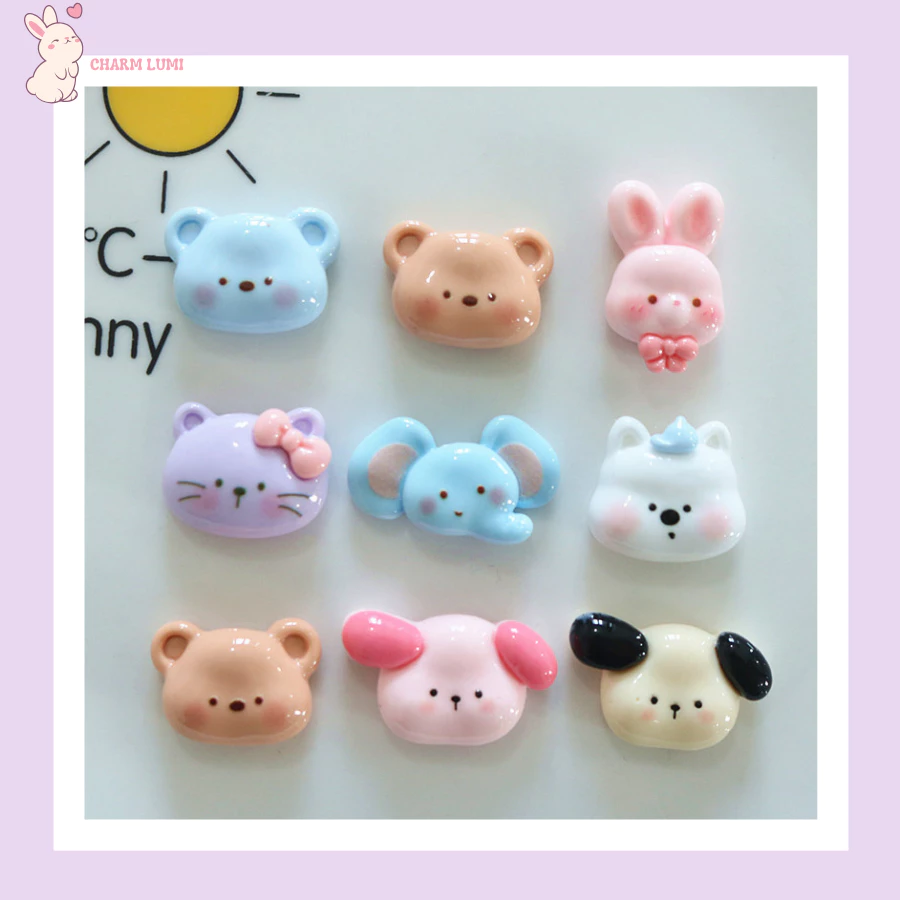 CHARM HÌNH THÚ GẤU, MÈO, THỎ, CHÓ, VOI PHỤ KIỆN DIY TRANG TRÍ ỐP, SỔ TAY, MÓC KHÓA CHARM LUMI
