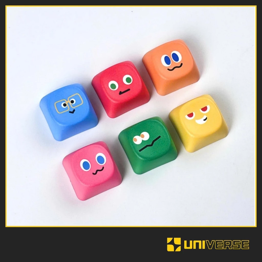 Keycap Lẻ 6 Nút Keycap Biểu cảm Vui Nhộn Dễ Thương Keycap PBT MOA Profile In Dyesub Keycap Biểu Cảm Bàn Phím Universe