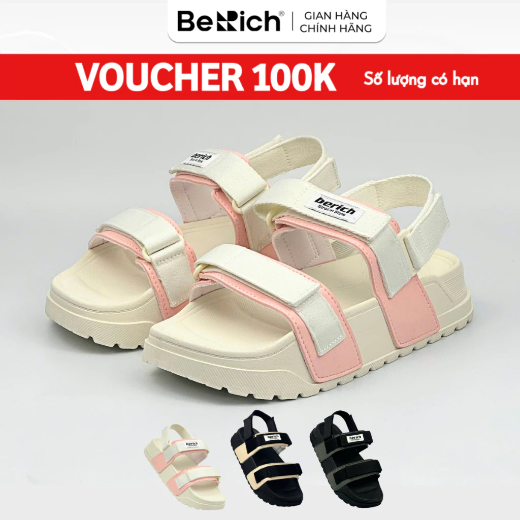 [LÙI SIZE] Giày Sandal Nam Nữ BERICH 2 Quai Ngang Siêu Nhẹ - Bền - Êm - Dễ Thương BE978