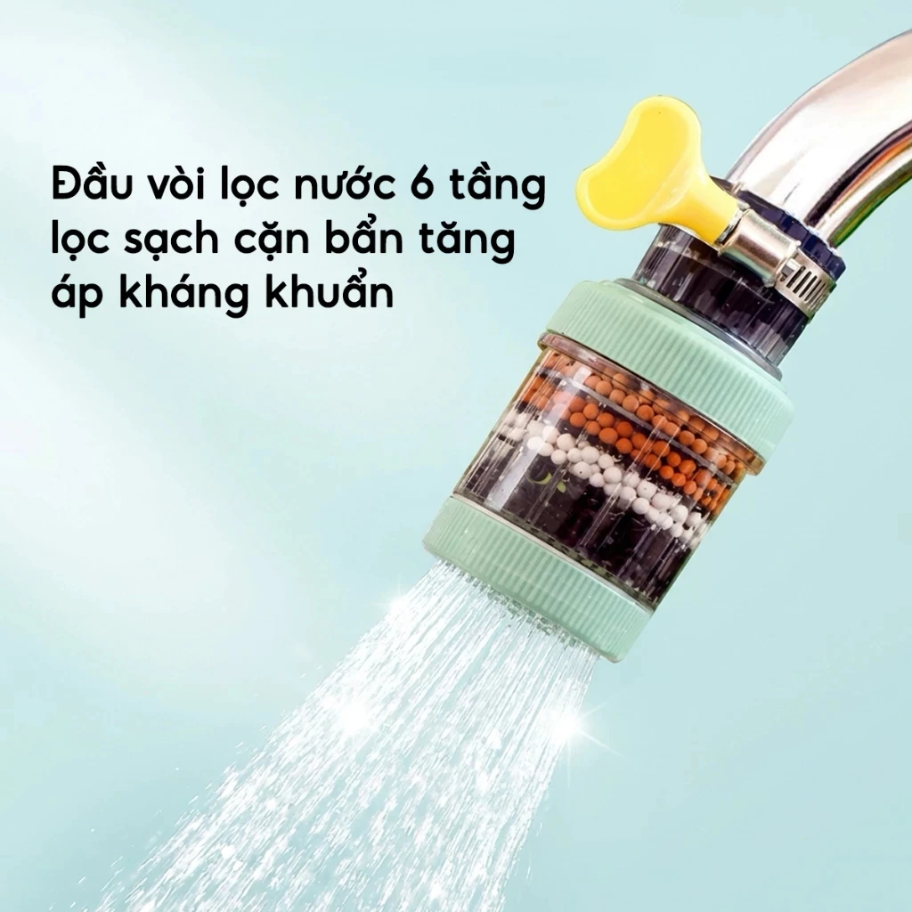 Đầu Lọc Nước 6 Tầng Tăng Áp Vòi Làm Sạch Nước Ngăn Cặn Bẩn Khử Khuẩn An Toàn Sức Khoẻ