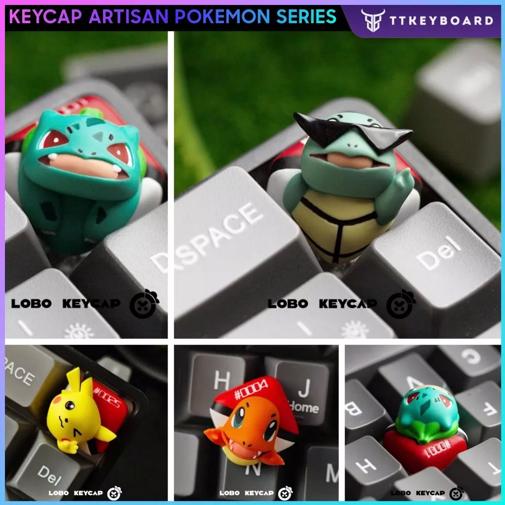 [Hỏa Tốc] Keycap Artisan Lobo Chủ Đề Pika Pika Săn Thú Nhiều Nhân Vật Resin 1U Trang Trí Bàn Phím Cơ