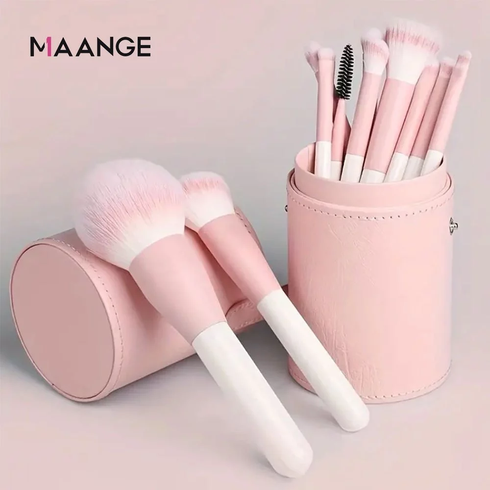 MAANGE Bộ 12 cọ Makeup cao cấp trang điểm cho người mới bắt đầu Bộ cọ trang điểm dòng Pink 51199