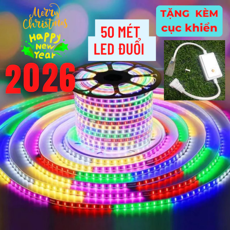 50M dây đèn led nháy đuổi SMD2835 bọc plastic chống nước,Tặng Nguồn 220V,đèn led hắt trần,trang trí phòng