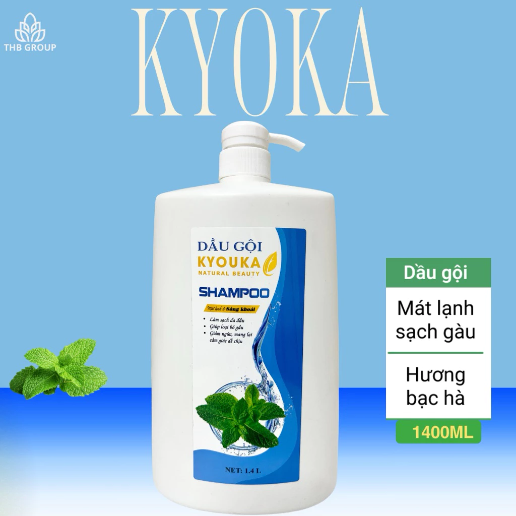 dầu gội kyouka natural bạc hà 1L4 chính hãng mềm mượt diệu kỳ