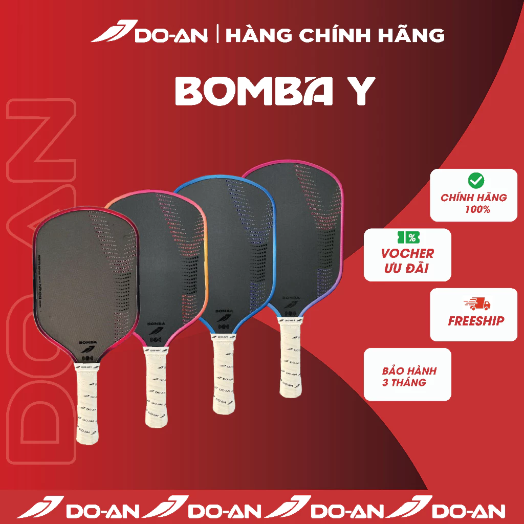 Vợt Pickleball DO-AN Bomba Y carbon thô cao cấp, công thủ toàn diện, siêu nhẹ [TẶNG QUẤN CÁN&MIẾNG DÁN VIỀN]-PB-BY