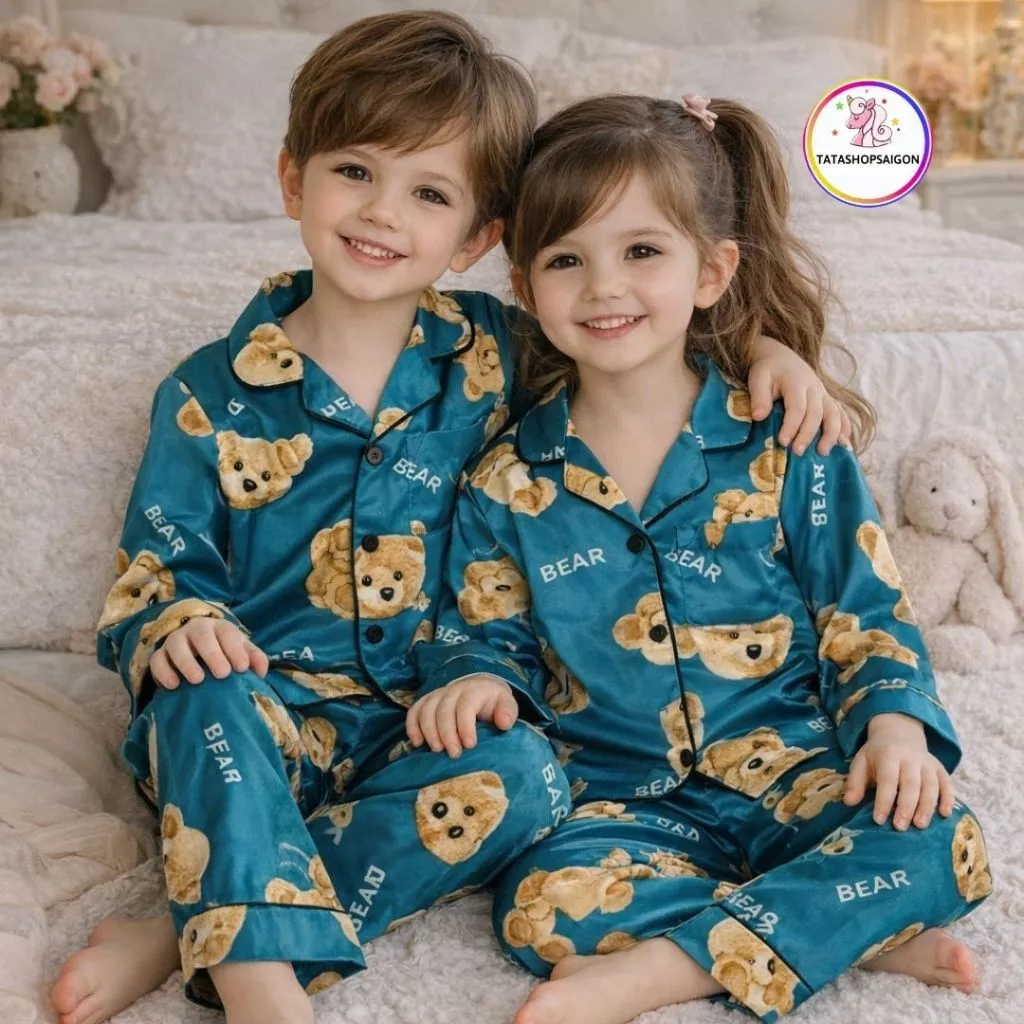 8 đến 50kg - Bộ pijama mặc ngủ cho bé trai bé gái size đại vải LỤA LATIN cao cấp 089