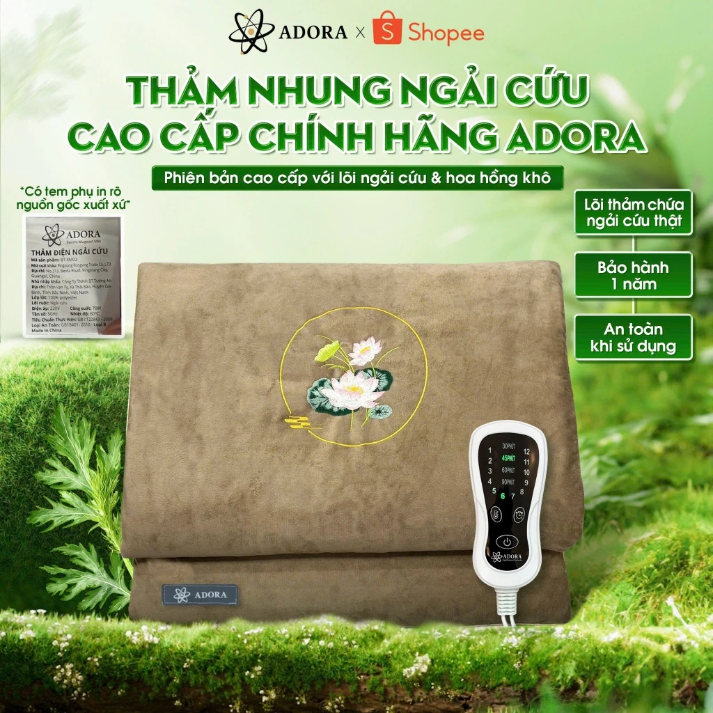 [Phiên Bản Đặc Biệt] Thảm Ngải Cứu Nhung Cao Cấp Chính Hãng ADORA | Phiên Bản Cao Cấp Với Lõi Ngải Cứu & Hoa Hồng Khô