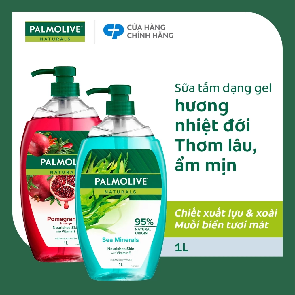 [Livestream] Sữa tắm Palmolive dạng gel chiết xuất Lựu & Xoài và Muối biển cho da mềm mịn, thơm sảng khoái 1L