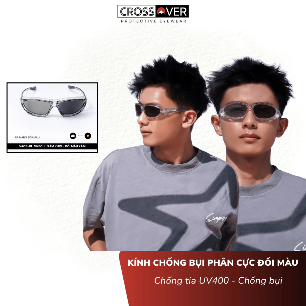 Kính Chống Chói Phân Cực Đổi Màu CROSSOVER Chống Bụi Đi Cả Ngày Đêm Ngăn Ánh Sáng Chói và Tia UV