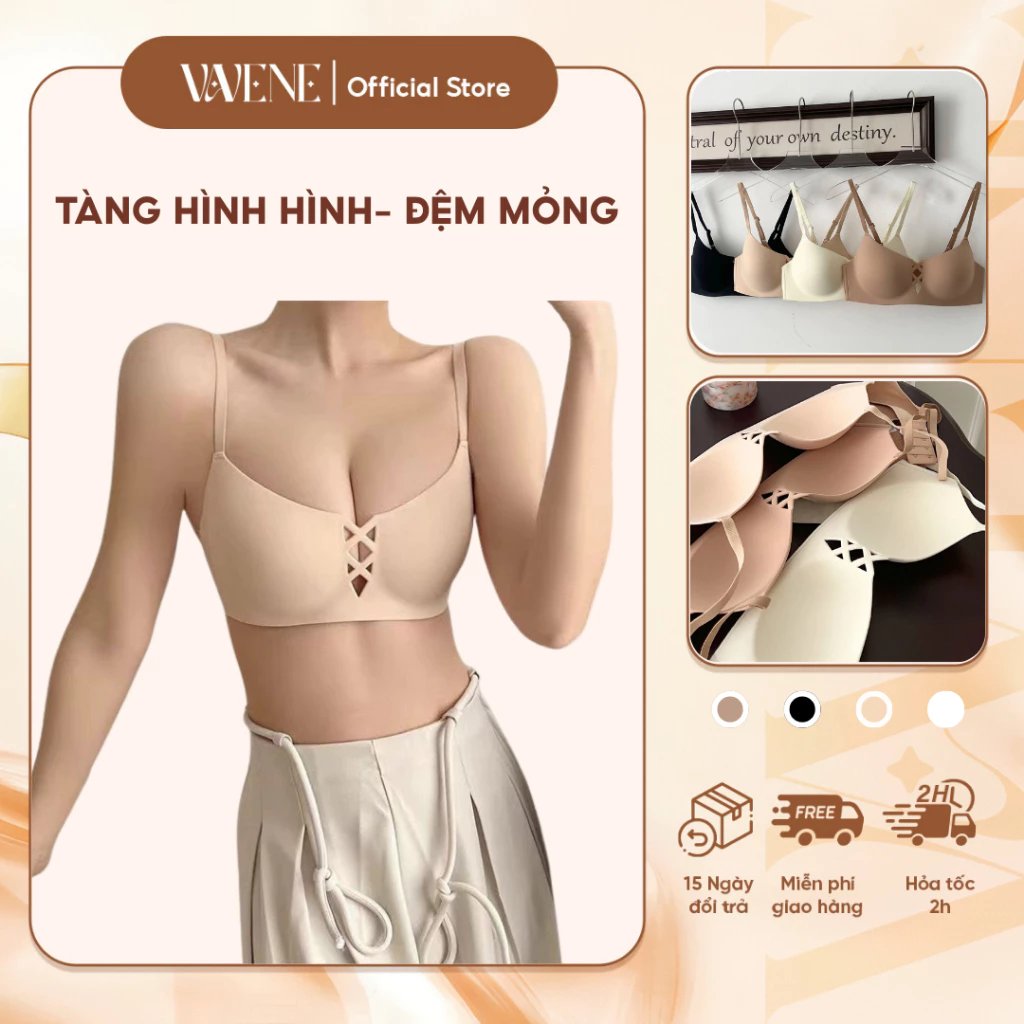 Áo lót nữ ĐỆM MỎNG VANVENE AL247, áo ngực lụa sữa đệm mỏng không gọng, không đường may, nâng ngực