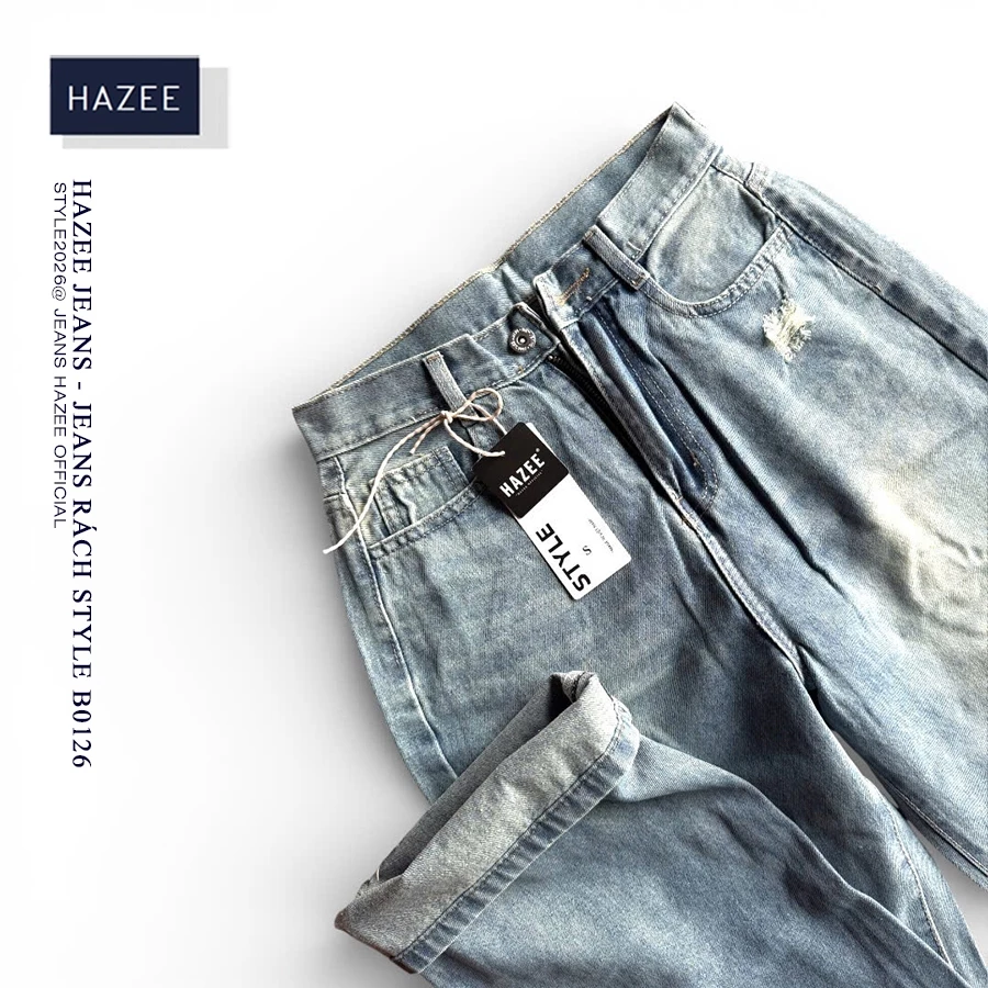 Quần Jean Nữ Rách nhẹ HAZEE Ống Suông Cá tính – Mẫu Mới 2026 STYLE B0126