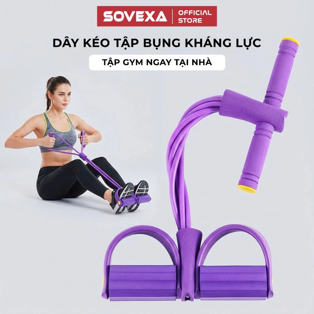 Dây Tập Bụng Kháng Lực Chữ B Cao Su 4 Ống  Dây Kéo Đàn Hồi Đa Năng Tập Gym Giảm Mỡ Tại Nhà