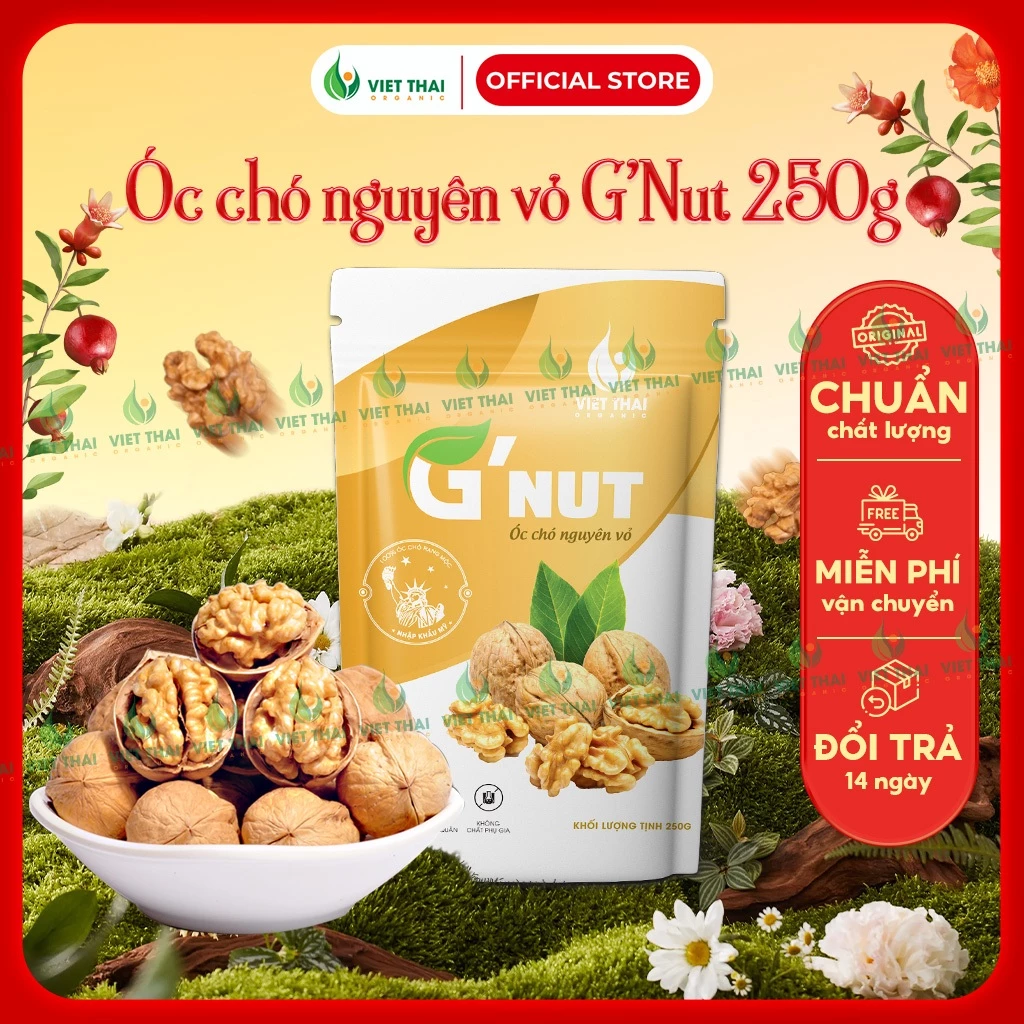 [MỚI] Hạt Óc Chó G’Nut Nguyên Vỏ Nhập Mỹ Béo Bùi Thơm Ngon Ăn Healthy Gói 250g Việt Thái Organic