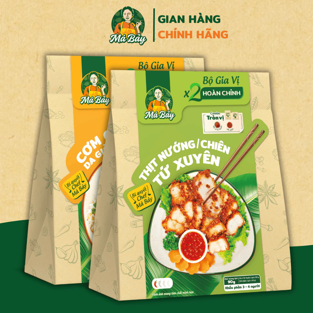 Set 2 gia vị chiên nướng Má Bảy cơm gà da giòn thịt nướng Tứ Xuyên