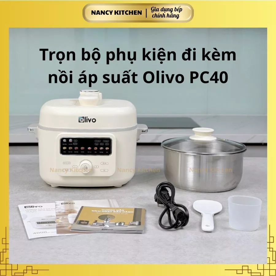 [Chính hãng] Nồi áp suất Olivo PC40,tặng nắp kính,màn hình oled,bảo hành 24 tháng,dung tích 4 lít
