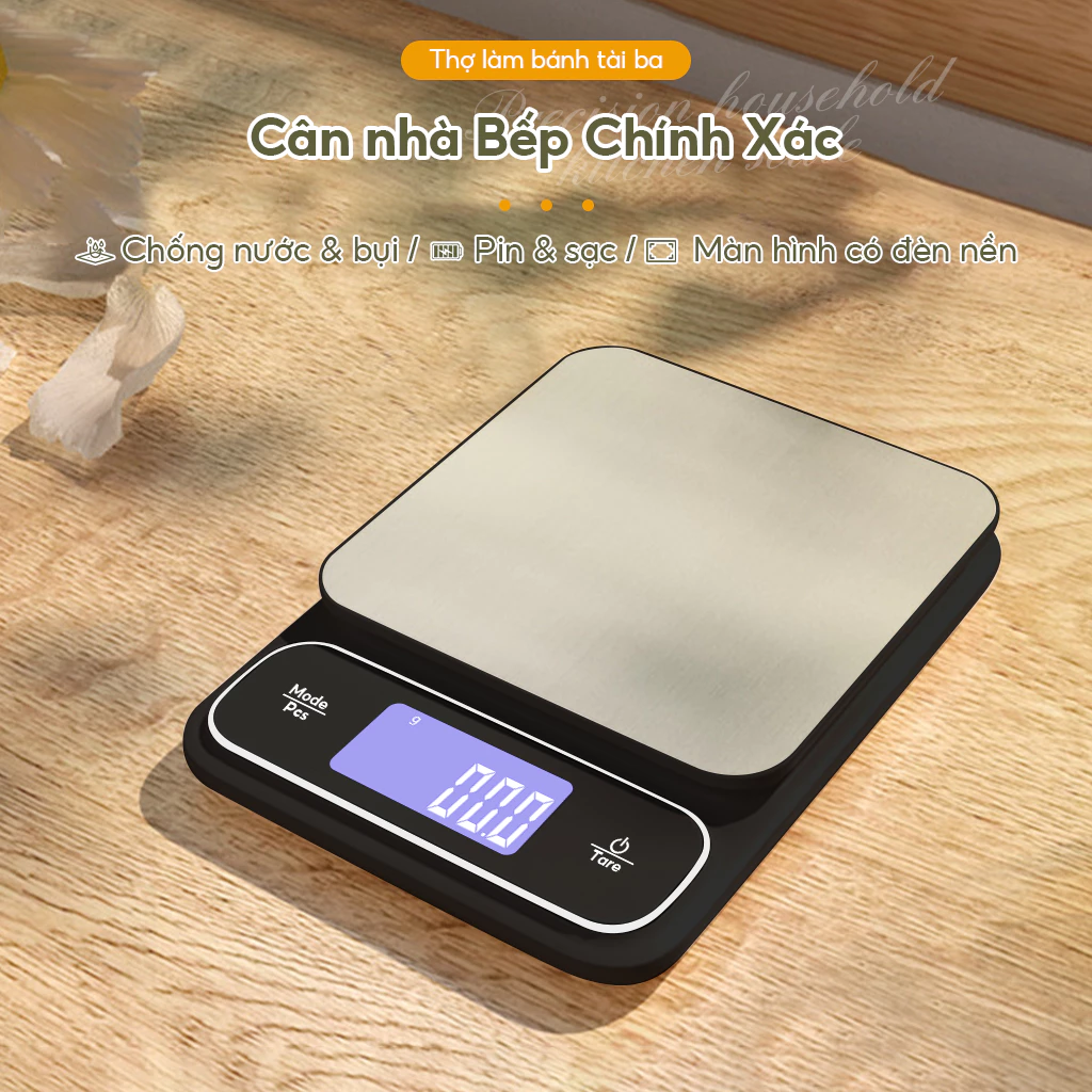 Cân điện tử chống nước hoàn toàn 5kg/0.1g, cân thực phẩm & pha chế