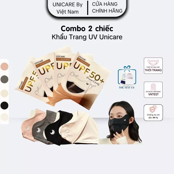 Combo 2 Chiếc Khẩu trang UV Unicare Proof Mask Chống Tia UV Mềm Mịn Mát Thông Thoáng Cao Cấp