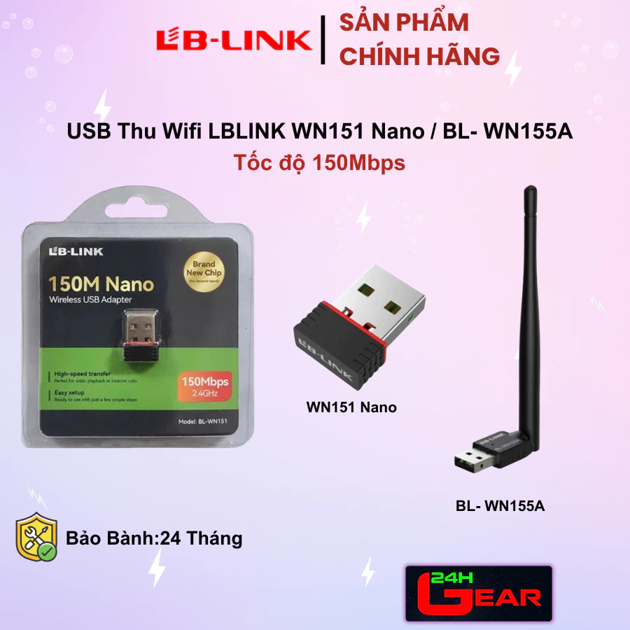 USB Thu Wifi LBLINK WN151 Nano / BL- WN155A có râu (Tốc độ 150Mbps) Chính Hãng