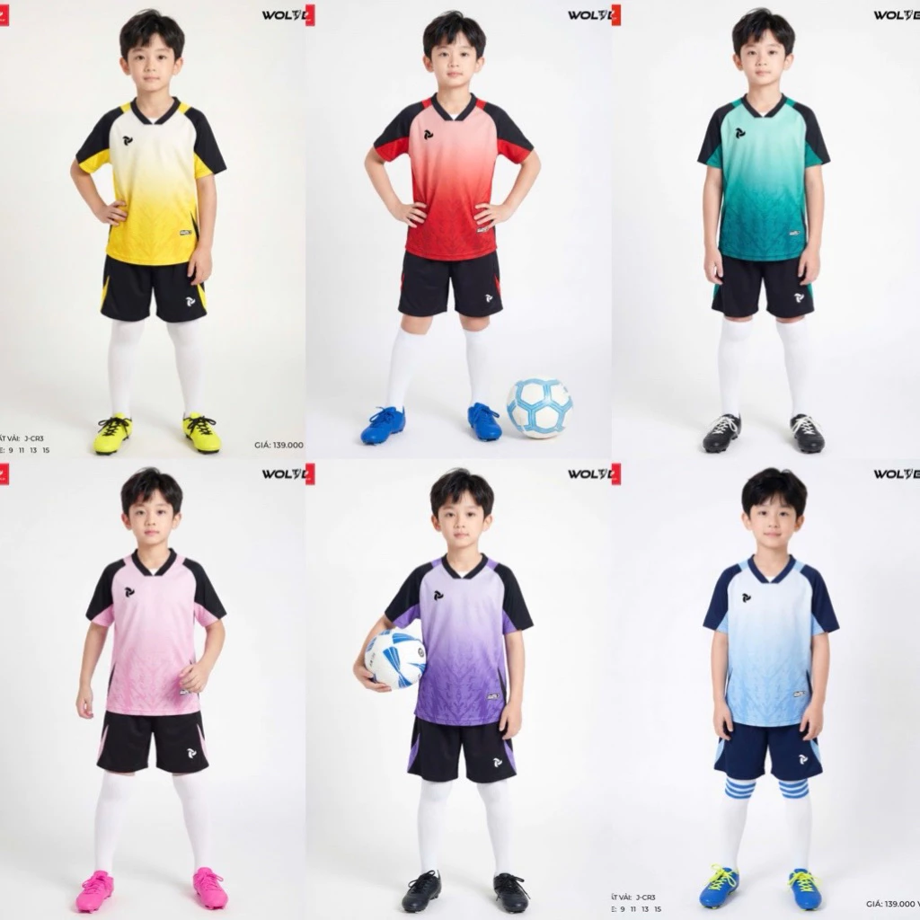Bộ quần áo thể thao, đồ đá bóng trẻ em  Jusplay  kiểu dáng dễ thương, chất vải cao cấp thoáng mát, thoải mái vận động